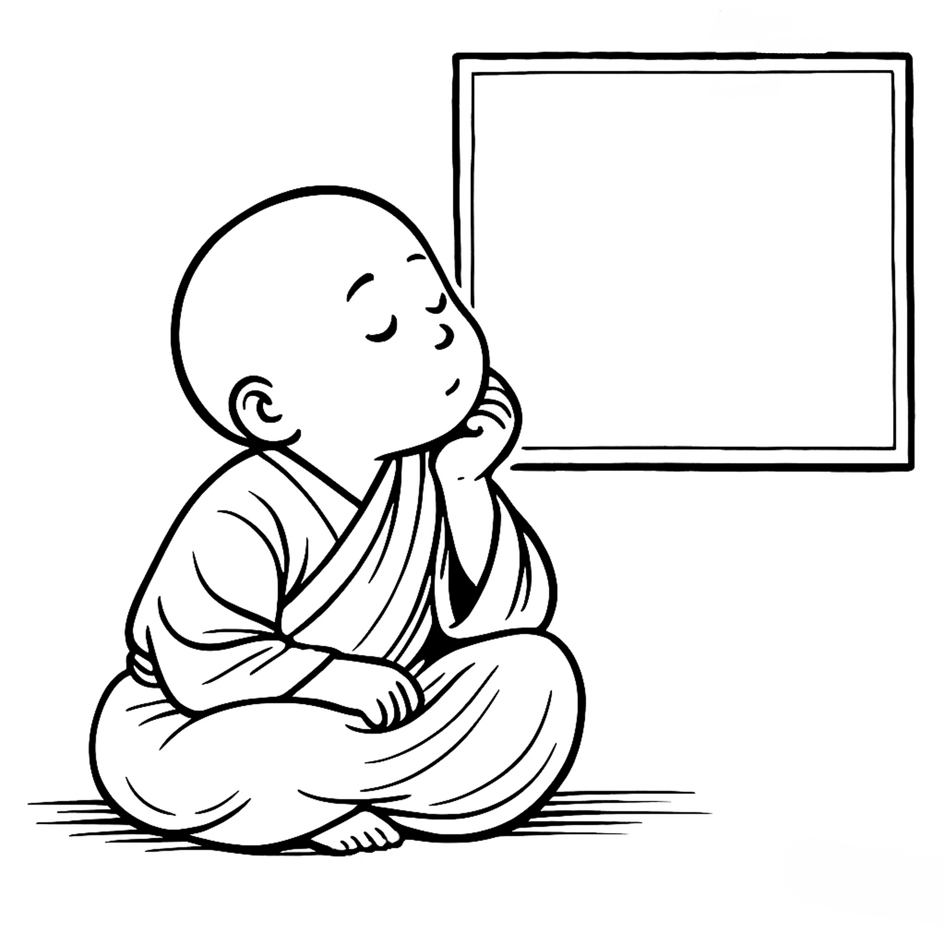 ai generated lineart thinking hotei